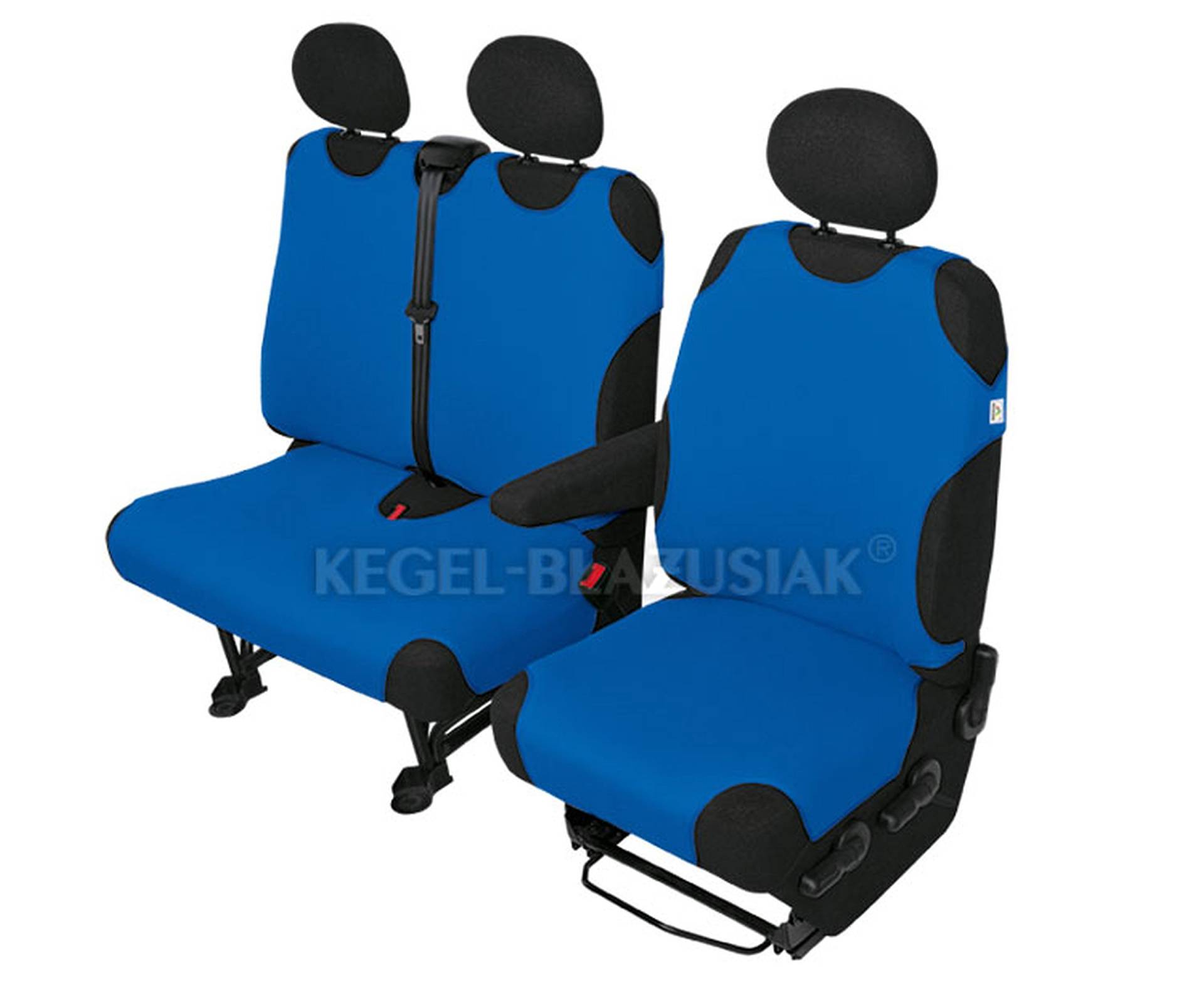 ZentimeX Z938641 Sitzbezüge Fahrersitz/Einzelsitz + Doppelbank/Zweierbank T-Shirt-Design Baumwolle blau von ZentimeX