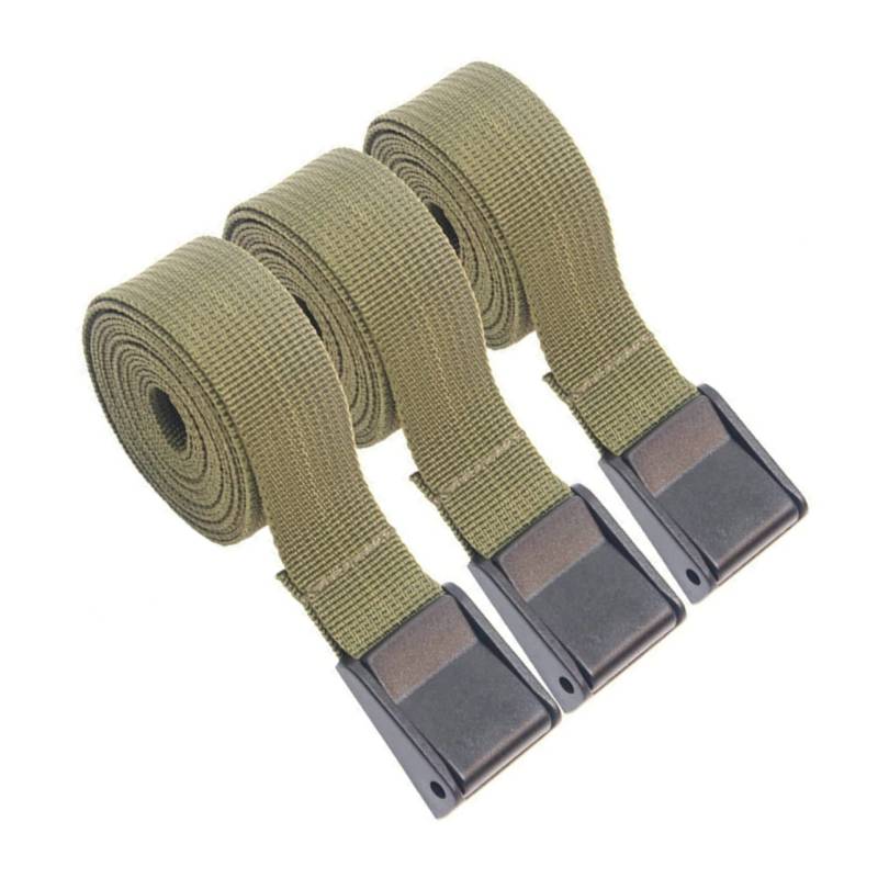 Zerodeko 3 Stück Gurt Unterstützung schwer unterstützt Strapazierfähige Riemen Cargo-Schnallenriemen Gepäck binden Camping-Krawattenbänder Umweltschutz-Kunststoffschnalle Olive Green von Zerodeko