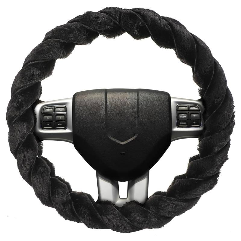 Zerodeko Lenkradabdeckung Lenkradbezug pelzig Lenkung Innere Auto versorgung Lenkradbezüge fürs Auto Autozubehör Weiche Lenkradbezüge künstlicher Plüsch Black von Zerodeko