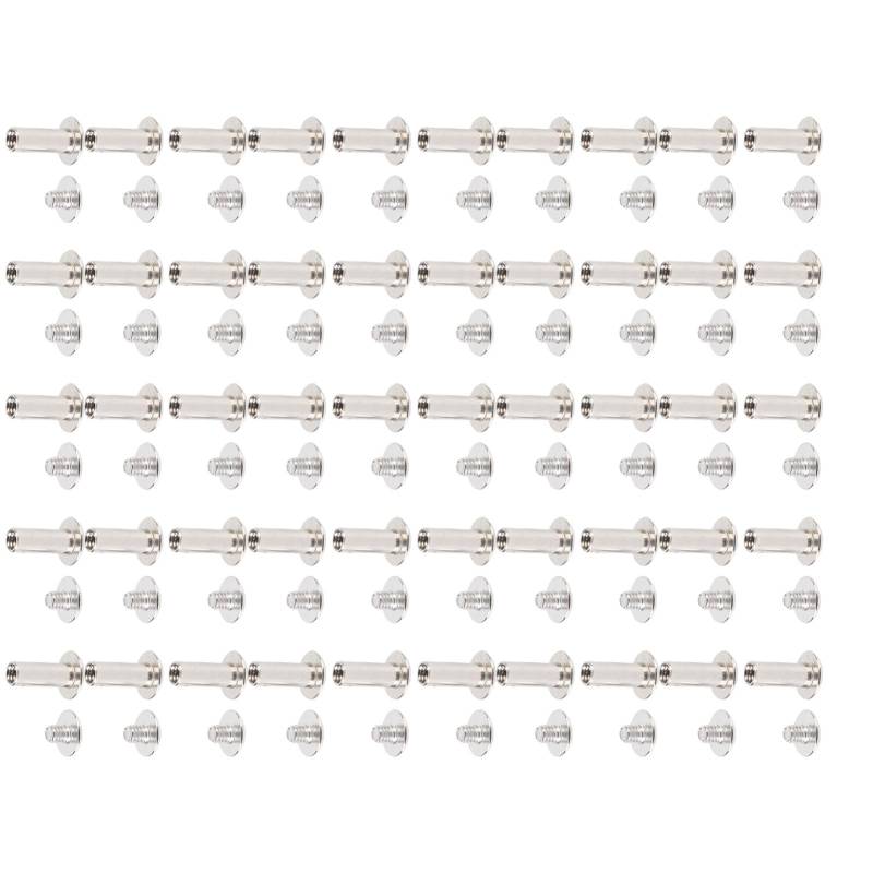 Zerodis 50 Sets Edelstahl -Flat -Round Kopf Nieten und Schrauben für Bindung, Genaue Installation und Einfach zu Bedienung, Ideal für das Handwerk Projekte von Zerodis