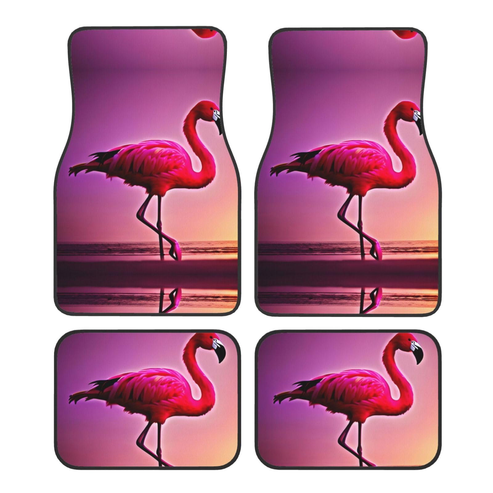 Rosa Flamingo Muster Auto Fußmatten - Vierteiliges Set, Universal vorne & hinten, Kristallsamtoberfläche für SUV, LKW, Limousine Rosa Flamingo Muster Auto Fußmatten - Vierteiliges Set, Universal vorne & hinten, Kristallsamtoberfläche für SUV, LKW, Limousine von ZhanGM