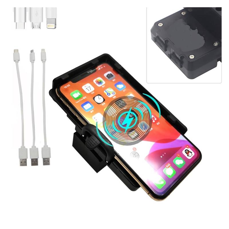 GPS Telefon Navigationshalterung Halter Drahtlose Lade GPS Navigation Halterung Motorrad Telefon Halter USB Für Ladegerät Halterung Ständer Für R1250RT Für R1200RT 2014-2019(Wireless and USB) von ZhanNuoBHd