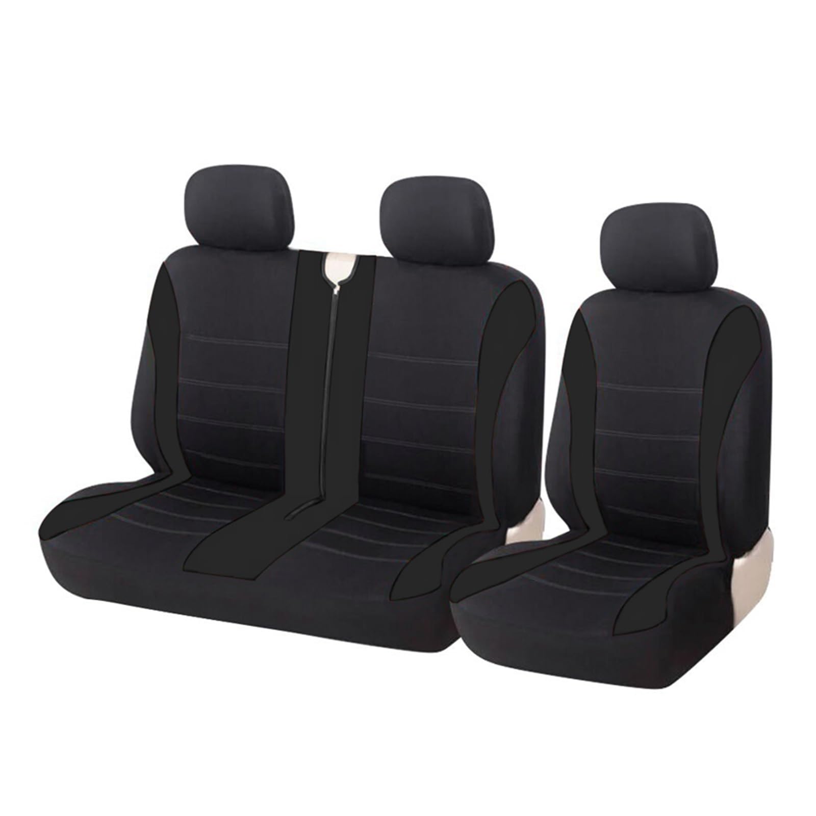 ZhanNuoBHd Sitzbezüge Auto Set Universal 1 + 2 Auto Sitz Abdeckung Schutzhülle Für LKW Innen Zubehör Für Citroen Für Jumpy 2016 Autositzauflage(Black) von ZhanNuoBHd