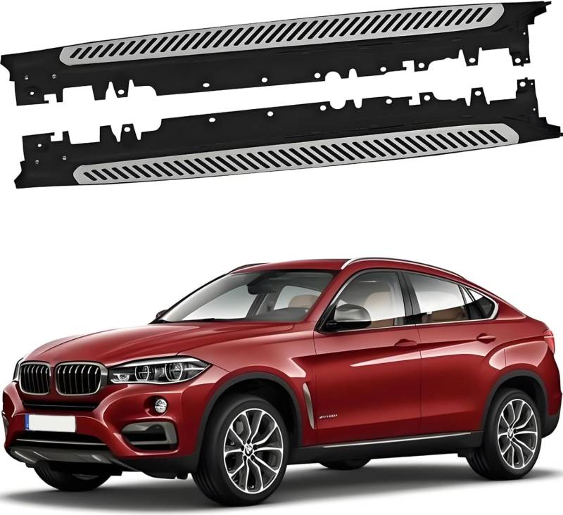 Seitenschweller Trittbretter Schweller für BMW X6 F16 2015-2019,1 Satz seitentrittleistenpedale Schwellerrohre, Trittbretter Autozubehör Seitenschweller Kit von ZhangJW
