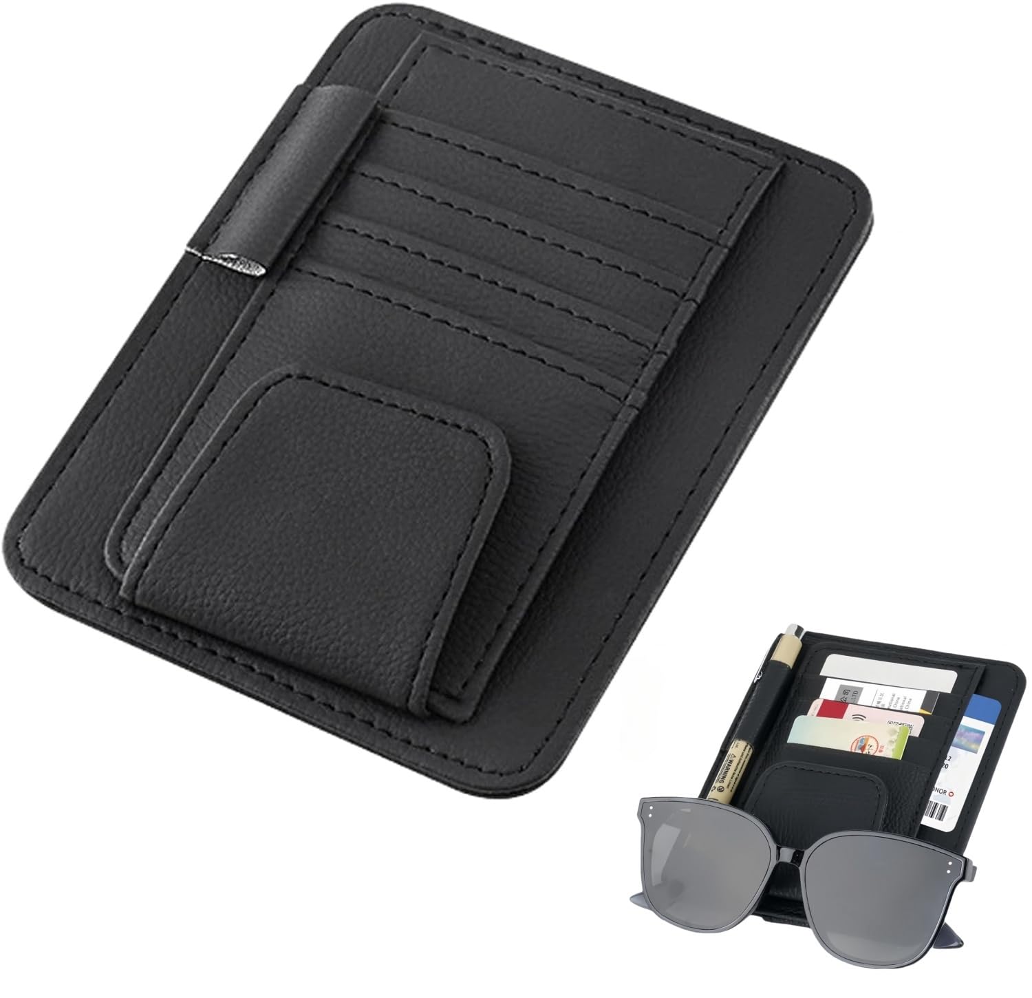 Zhenghebuy Universal Organizer Auto Blende,Auto Sonnenblende Organizer,Brillenhalter für Auto PU Leder,PU Leder Multifunktionaler Karten und Brillenhalter Clip,Karten,Lizenz,Brillen Zhenghebuy Universal Organizer Auto Blende,Auto Sonnenblende Organizer,Brillenhalter für Auto PU Leder,PU Leder Multifunktionaler Karten und Brillenhalter Clip,Karten,Lizenz,Brillen von Zhenghebuy