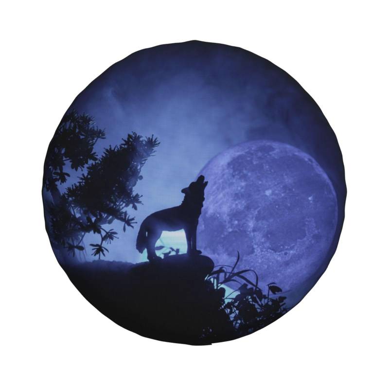 Universal Ersatz Ersatzrad Abdeckung Silhouette Heulender Wolf Halloween Wasserdicht Reserveradabdeckung Staubdicht Reifen für Anhänger, Wohnmobil, SUV, Geländewagen Rad 16 Zoll von Zhimahou