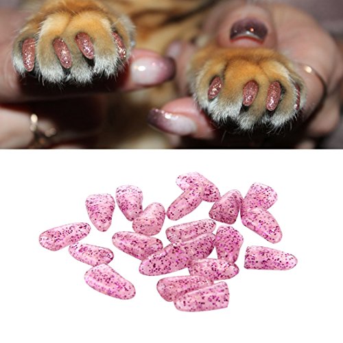 zhou-Haustier, 20 PCS dekorative Glitter Powder Möbel Schutz Pet Nail Covers, Größe: XL (für 10-15 kg Haustiere) ( Color : Pink ) von Zhou-Haustier,