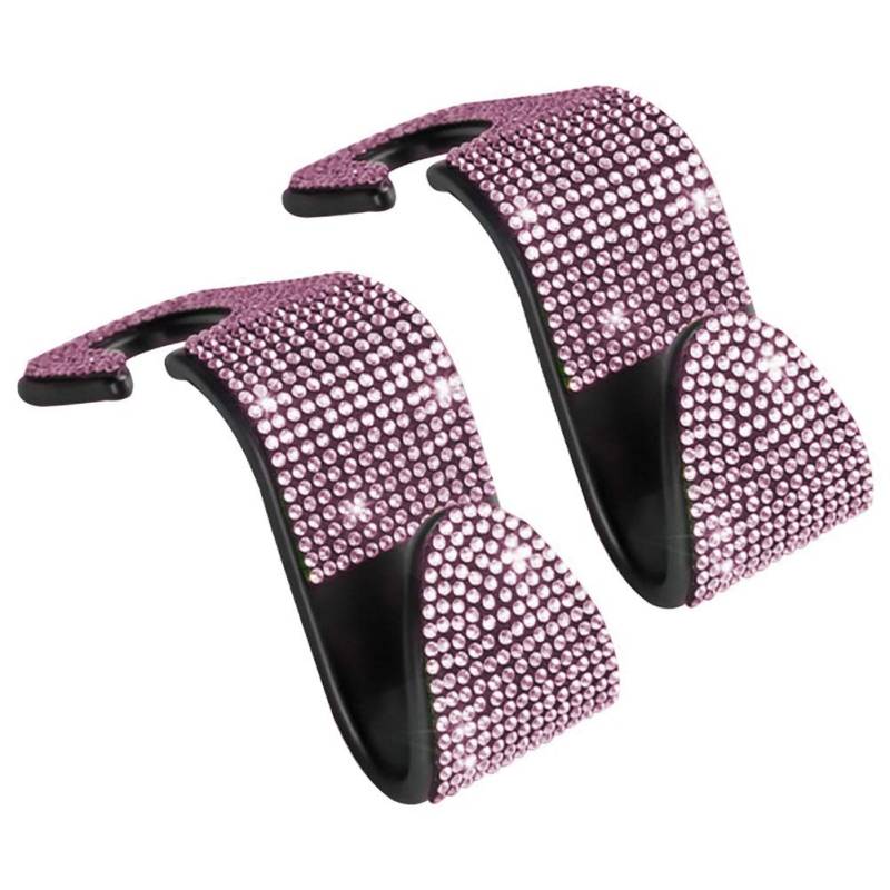 2 Stück auto haken glitzer, Diamant Autositz Kopfstützenhaken Autositz Zurück ABS Haken Multifunktions Autohaken, für Geldbeutel Lebensmittel Kleidung Tasche Handtasche, Rosa Diamant von Zhuodingsen