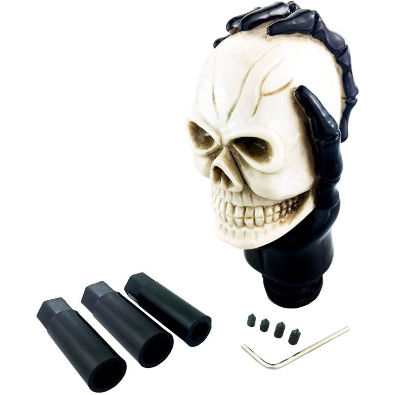 Car Gear Shift Knob, Universal Skull Shape Car Gear Knob Gear Shift Lever Manueller Schalthebel Autozubehör, Knochenfarbe von Zhuodingsen