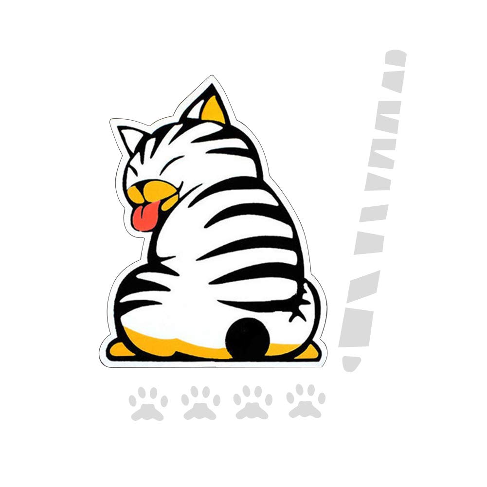 Zhuodingsen Car Windscreen Wiper Decal Cat Moving Tail Sticker 3D Creative Cartoon Funny Cat Auto Heckscheibenwischer Aufkleber Car Winken Wischer Aufkleber Car Styling Decoration Sticker, Weiß von Zhuodingsen