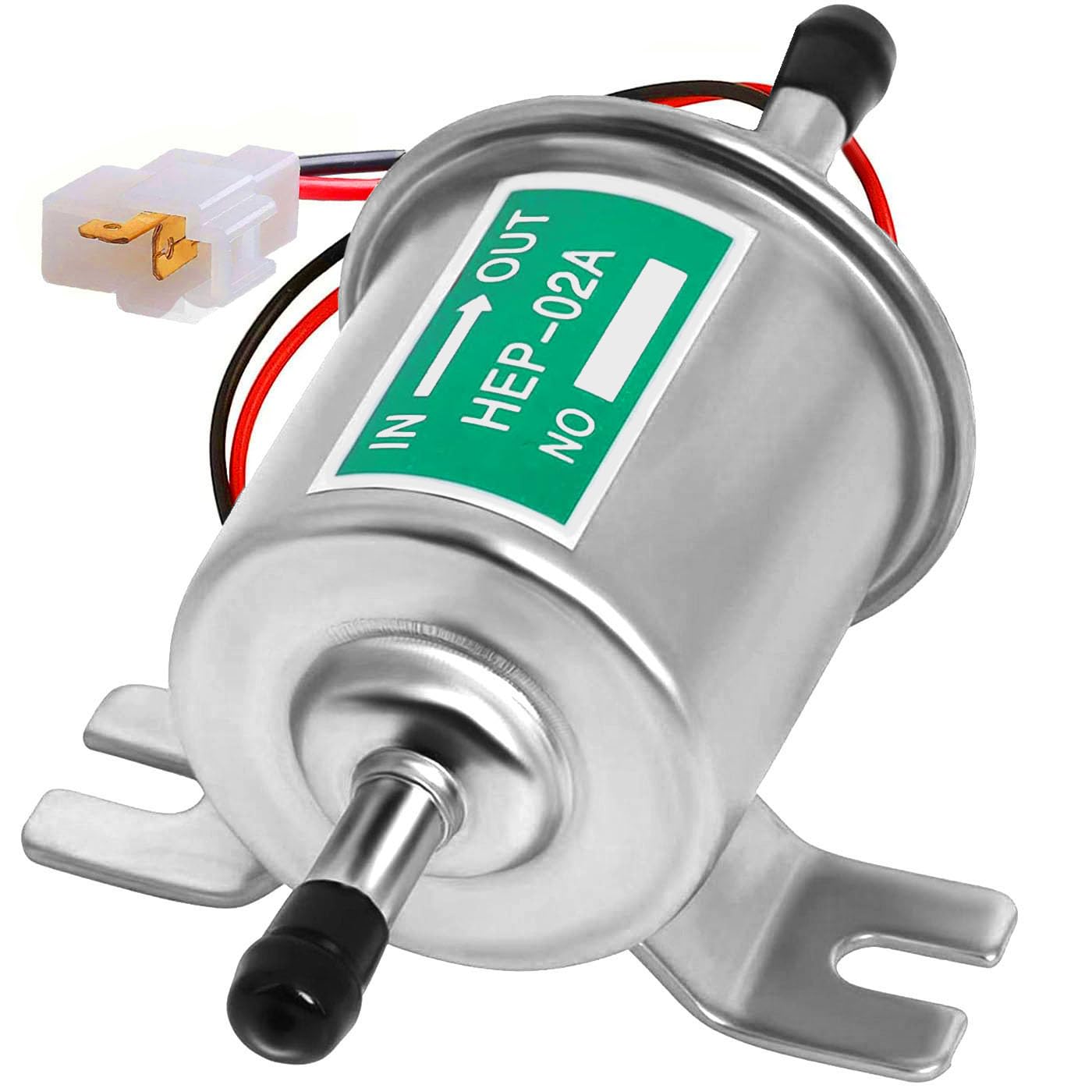 ZiYuya Universelle Elektrische Kraftstoffpumpe 12V, Hochleistungsdruck Gas Diesel Inline Niederdruck Metallpumpe Modul Schraube Befestigungsdraht Inline für Benzin und Diesel HEP-02A,Silber von ZiYuya