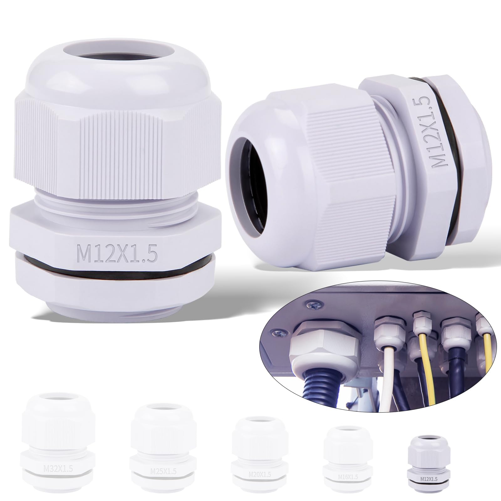 Ziamzra 20 Stück Kabeldurchführung Wasserdicht 12mm Kabelverschraubung Wasserdicht M12 IP68 Einstellbar 3-6.5mm Kabel Verschraubung Kabel Zugentlastung für Schaltkasten Abzweigkasten - Grau Ziamzra 20 Stück Kabeldurchführung Wasserdicht 12mm Kabelverschraubung Wasserdicht M12 IP68 Einstellbar 3-6.5mm Kabel Verschraubung Kabel Zugentlastung für Schaltkasten Abzweigkasten - Grau von Ziamzra