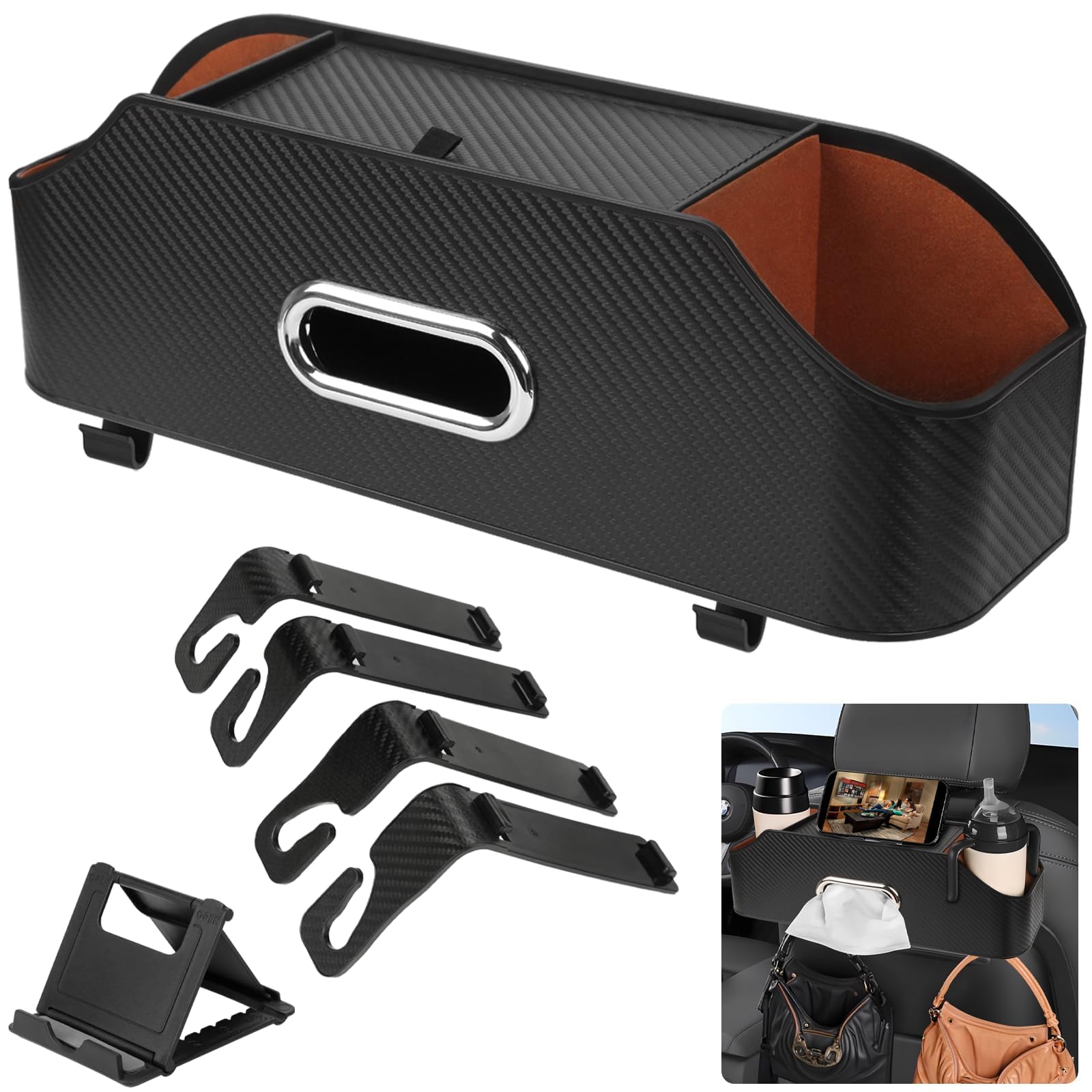 Ziamzra Auto Organizer Autositz Car Rear Seat Kopfstütze Multifunktions Schwarz mit Becherhalter Tissue-Box Handyhalterung Reisezubehör für Auto Ziamzra Auto Organizer Autositz Car Rear Seat Kopfstütze Multifunktions Schwarz mit Becherhalter Tissue-Box Handyhalterung Reisezubehör für Auto von Ziamzra