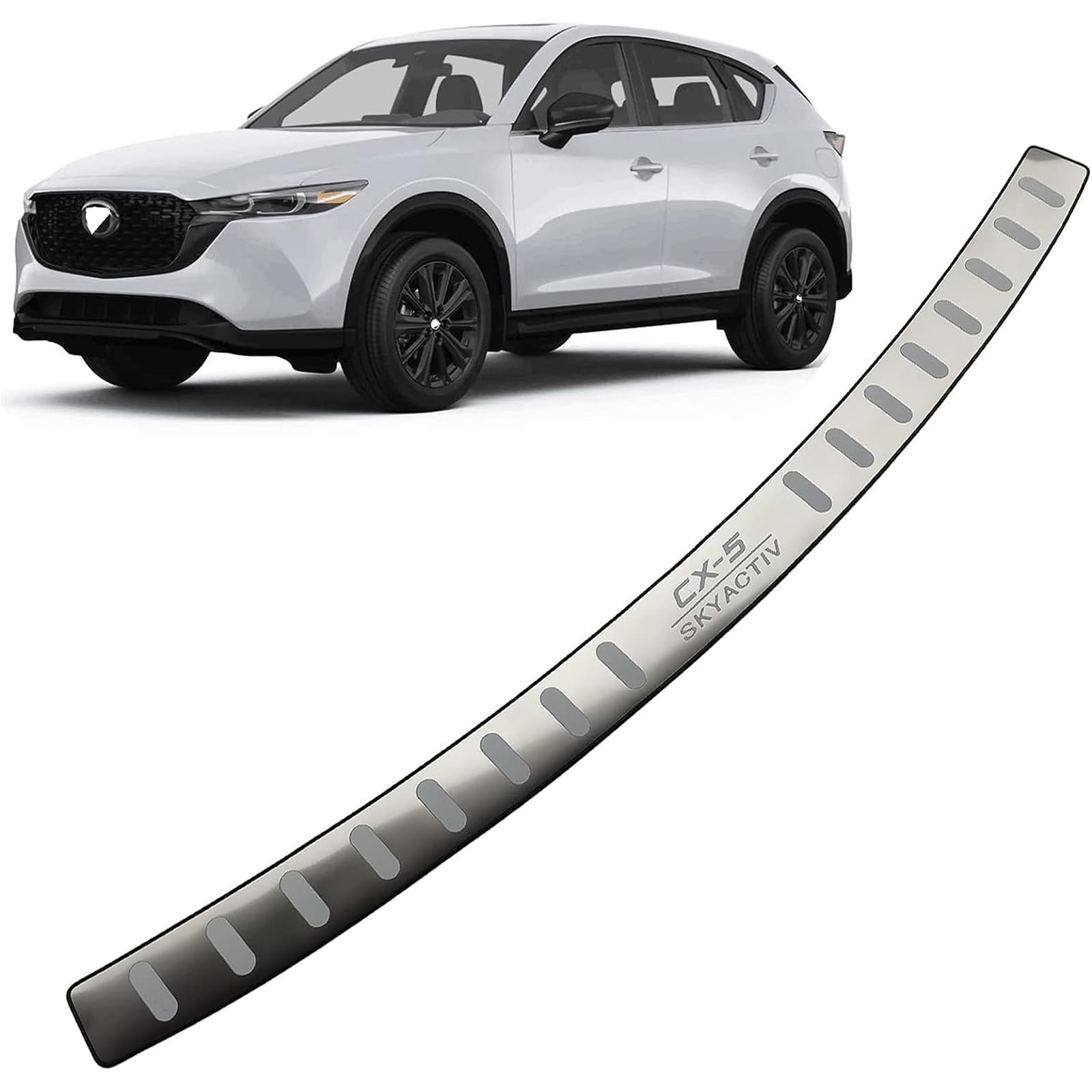 Auto Edelstahl Ladekantenschutz für Mazda CX-5 CX5 2017-2023,Kofferraum Kratzschutz Stoßstangenschutz Auto Innen Zubehör von Zikger