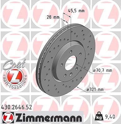 Zimmermann Sport-Bremsscheibe Ø321 belüftet Vorderachse [Hersteller-Nr. 430.2646.52] für Opel, Vauxhall von Zimmermann