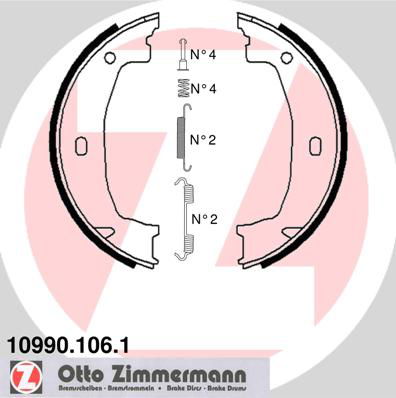Bremsbackensatz, Feststellbremse Hinterachse beidseitig Zimmermann 10990.106.1 von Zimmermann