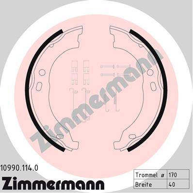 Bremsbackensatz, Feststellbremse Hinterachse beidseitig Zimmermann 10990.114.0 von Zimmermann