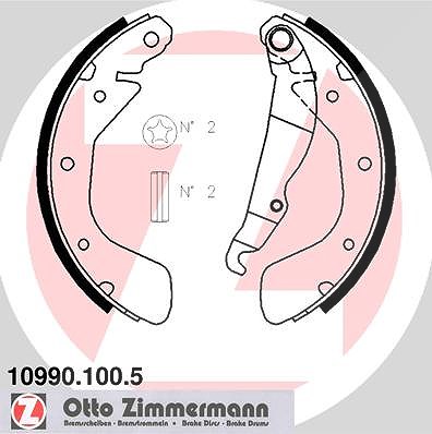 Zimmermann Bremsbackensatz Trommelbremse Hinterachse [Hersteller-Nr. 10990.100.5] für Chevrolet, Gm Korea, Opel von Zimmermann