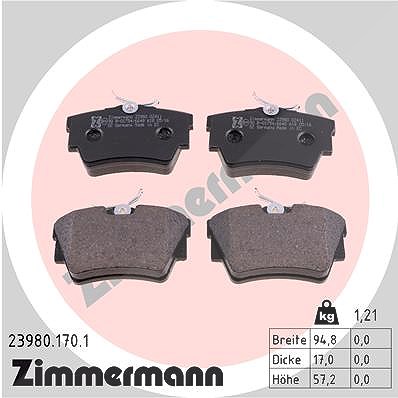 Zimmermann Bremsbeläge hinten (Satz) [Hersteller-Nr. 23980.170.1] für Fiat, Nissan, Opel, Renault von Zimmermann