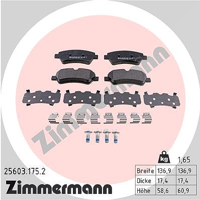 Zimmermann Bremsbeläge hinten (Satz) [Hersteller-Nr. 25603.175.2] für Ford von Zimmermann