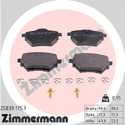 Zimmermann Bremsbeläge hinten (Satz) [Hersteller-Nr. 25839.175.1] für Citroën, Ds, Opel, Peugeot von Zimmermann