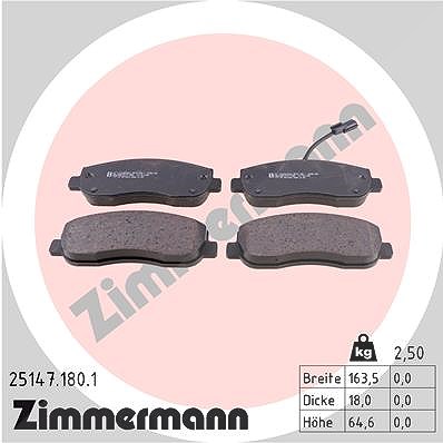 Zimmermann Bremsbeläge inkl. VWK Vorne (Satz) [Hersteller-Nr. 25147.180.1] für Nissan, Opel, Renault von Zimmermann