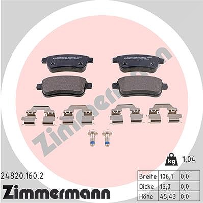 Zimmermann Bremsbeläge mit Zubehör hinten (Satz) [Hersteller-Nr. 24820.160.2] für Renault von Zimmermann