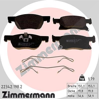Zimmermann Bremsbeläge vorne (Satz) [Hersteller-Nr. 22342.198.2] für Opel, Vauxhall von Zimmermann