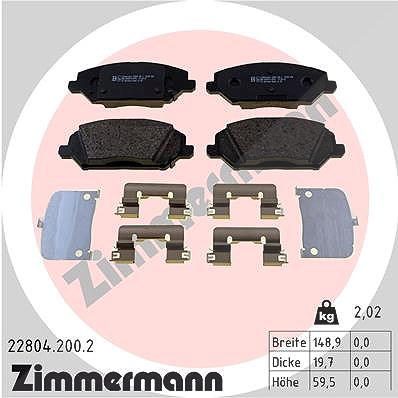 Zimmermann Bremsbeläge vorne (Satz) [Hersteller-Nr. 22804.200.2] für Hyundai, Kia von Zimmermann