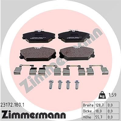 Zimmermann Bremsbeläge vorne (Satz) [Hersteller-Nr. 23172.180.1] für Renault von Zimmermann