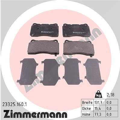 Zimmermann Bremsbeläge vorne (Satz) [Hersteller-Nr. 23325.160.1] für Cadillac, Opel, Tesla, Vauxhall von Zimmermann