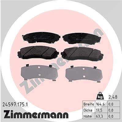 Zimmermann Bremsbeläge vorne (Satz) [Hersteller-Nr. 24597.175.1] für Hyundai, Kia von Zimmermann