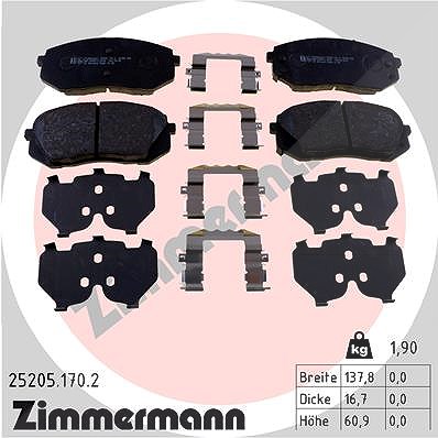 Zimmermann Bremsbeläge vorne (Satz) [Hersteller-Nr. 25205.170.2] für Hyundai, Kia von Zimmermann