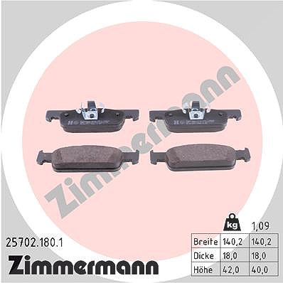 Zimmermann Bremsbeläge vorne (Satz) [Hersteller-Nr. 25702.180.1] für Dacia, Renault, Smart von Zimmermann