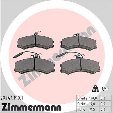 Zimmermann Bremsbelagsatz, Scheibenbremse [Hersteller-Nr. 20741.190.1] für Alfa Romeo, Citroën, Fiat, Peugeot von Zimmermann