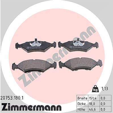 Zimmermann Bremsbelagsatz, Scheibenbremse [Hersteller-Nr. 20753.180.1] für Ferrari, Ford, Jaguar von Zimmermann