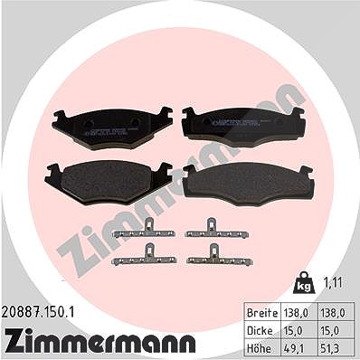 Zimmermann Bremsbelagsatz, Scheibenbremse [Hersteller-Nr. 20887.150.1] für Seat, VW von Zimmermann