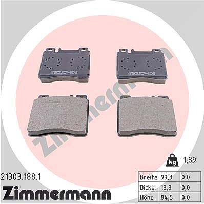 Zimmermann Bremsbelagsatz, Scheibenbremse [Hersteller-Nr. 21303.188.1] für Mercedes-Benz von Zimmermann