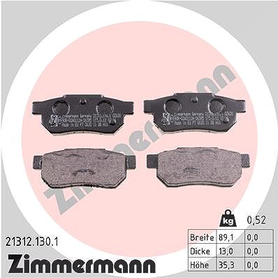 Zimmermann Bremsbelagsatz, Scheibenbremse [Hersteller-Nr. 21312.130.1] für Honda von Zimmermann