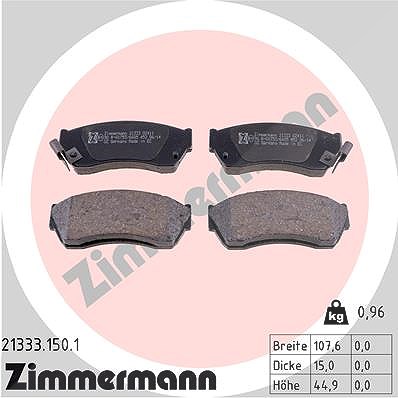Zimmermann Bremsbelagsatz, Scheibenbremse [Hersteller-Nr. 21333.150.1] für Subaru, Suzuki, Tata von Zimmermann