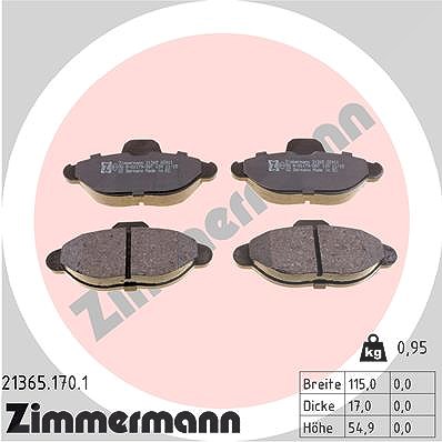 Zimmermann Bremsbelagsatz, Scheibenbremse [Hersteller-Nr. 21365.170.1] für Fiat von Zimmermann