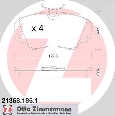 Zimmermann Bremsbelagsatz, Scheibenbremse [Hersteller-Nr. 21368.185.1] für Opel, Vauxhall von Zimmermann