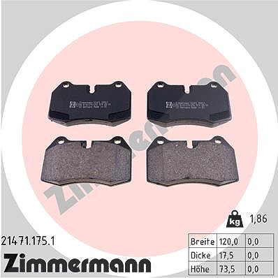 Zimmermann Bremsbelagsatz, Scheibenbremse [Hersteller-Nr. 21471.175.1] für BMW von Zimmermann
