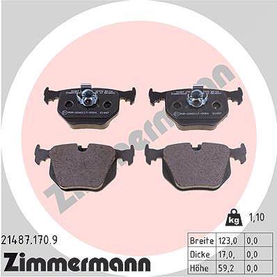 Zimmermann Bremsbelagsatz, Scheibenbremse [Hersteller-Nr. 21487.170.9] für BMW, Land Rover von Zimmermann