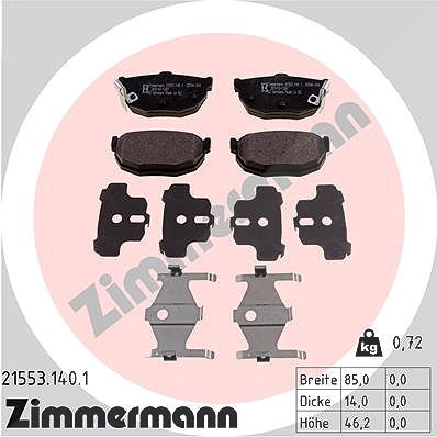 Zimmermann Bremsbelagsatz, Scheibenbremse [Hersteller-Nr. 21553.140.1] für Honda, Hyundai, Kia, Nissan von Zimmermann