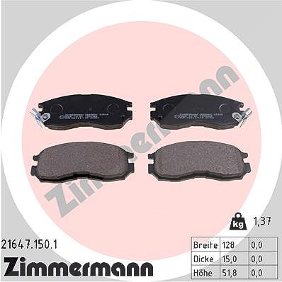 Zimmermann Bremsbelagsatz, Scheibenbremse [Hersteller-Nr. 21647.150.1] für Mitsubishi, Proton von Zimmermann