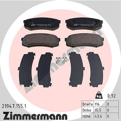 Zimmermann Bremsbelagsatz, Scheibenbremse [Hersteller-Nr. 21947.155.1] für Mitsubishi, Toyota von Zimmermann