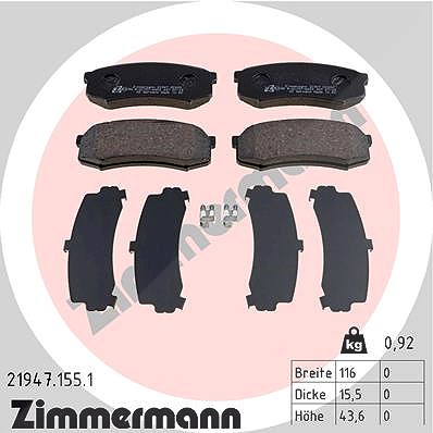 Zimmermann Bremsbelagsatz, Scheibenbremse [Hersteller-Nr. 21947.155.1] für Lexus, Mitsubishi, Toyota von Zimmermann