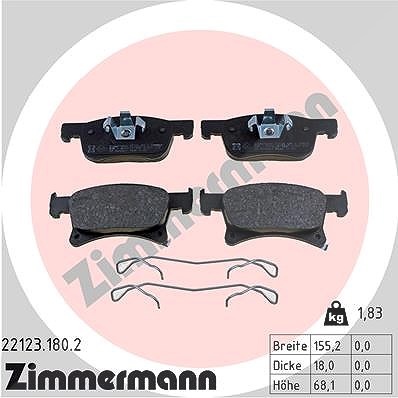 Zimmermann Bremsbelagsatz, Scheibenbremse [Hersteller-Nr. 22123.180.2] für Opel, Vauxhall von Zimmermann