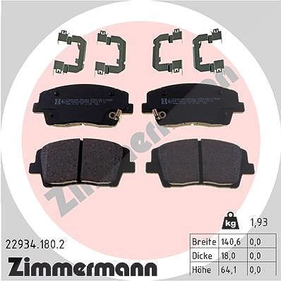 Zimmermann Bremsbelagsatz, Scheibenbremse [Hersteller-Nr. 22934.180.2] für Kia von Zimmermann